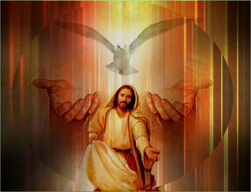 Jesus with Dove and Hands