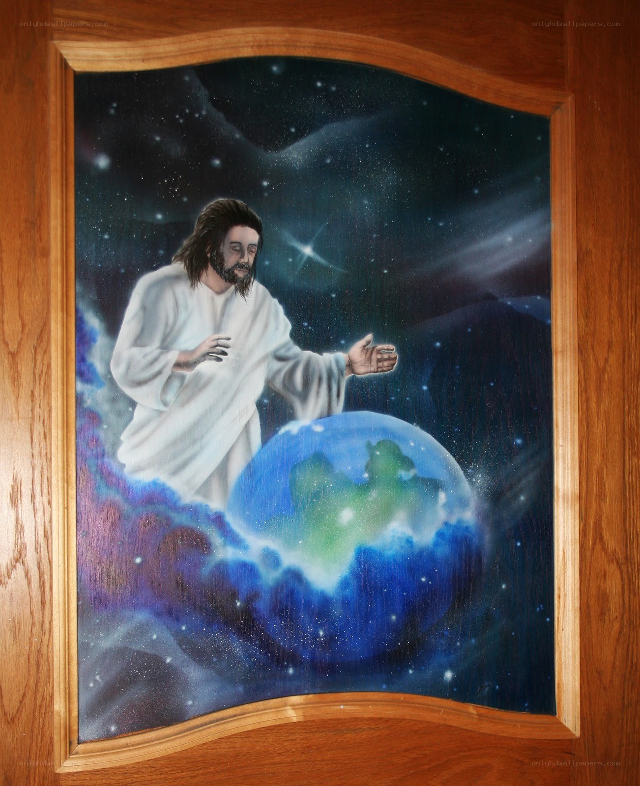 Jesus with Earth in space