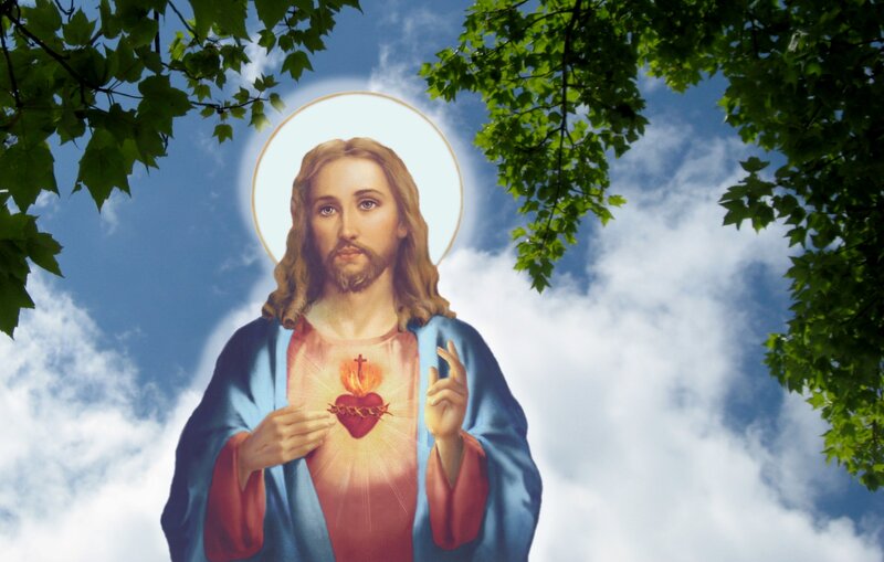 Jesus with Sacred Heart — Blue, Serene