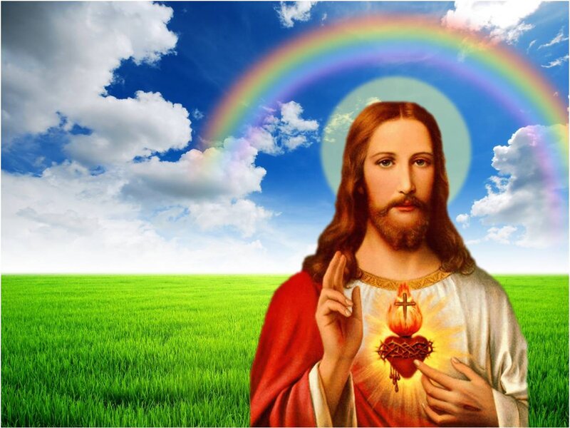 Jesus with Sacred Heart — Green, Serene
