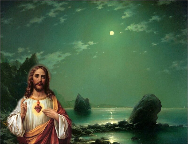 Jesus with Sacred Heart — Green