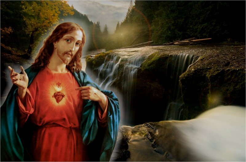 Jesus with Sacred Heart — Red, Serene