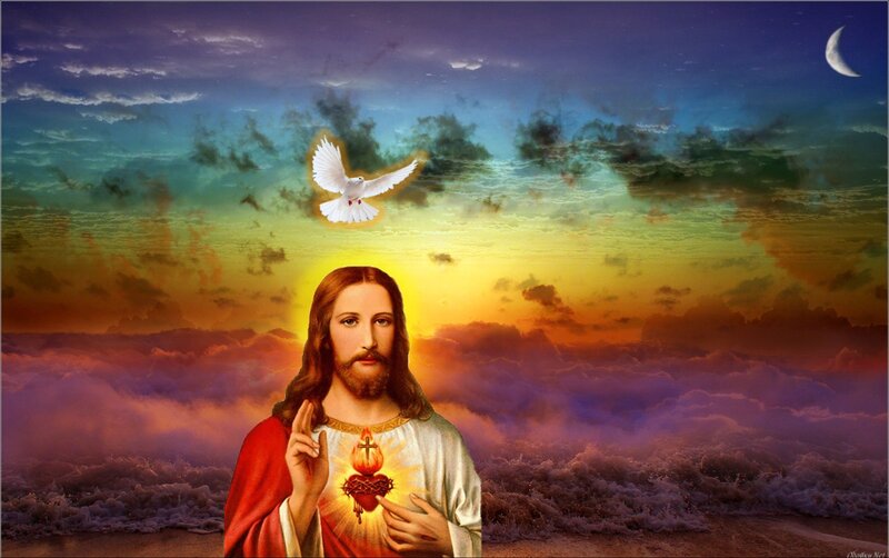Jesus with Sacred Heart — Yellow