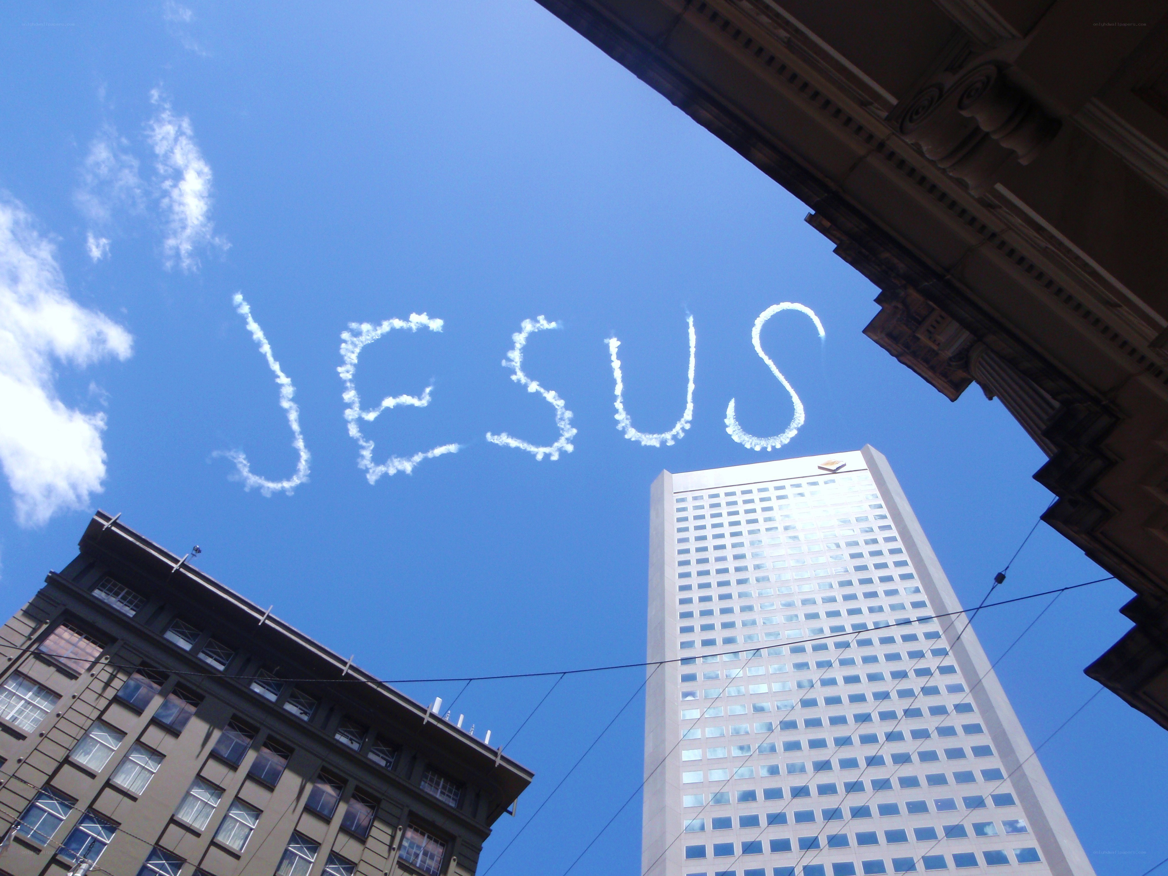 Jesus written in sky smoke