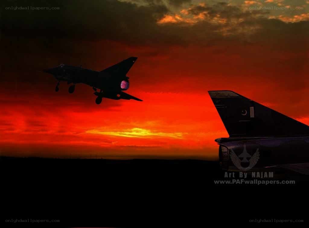 Jet aircraft at sunset