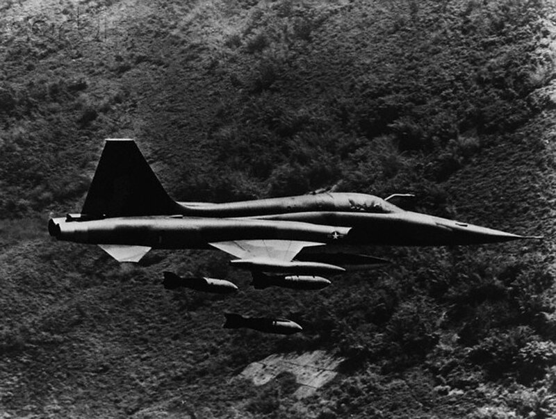 Jet Aircraft Dropping Bombs