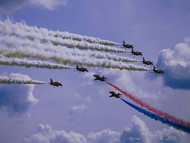 Jet Aircraft Formation — Blue, Dramatic, Afternoon, Photograph