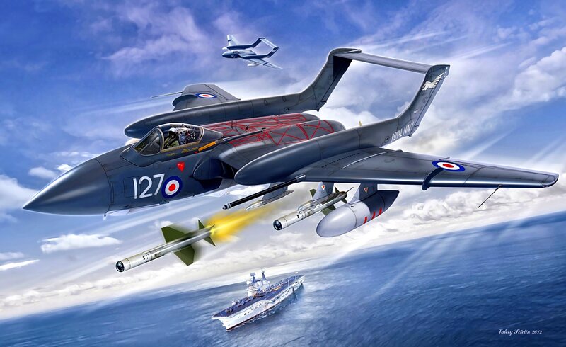Jet Aircraft in Flight — Blue