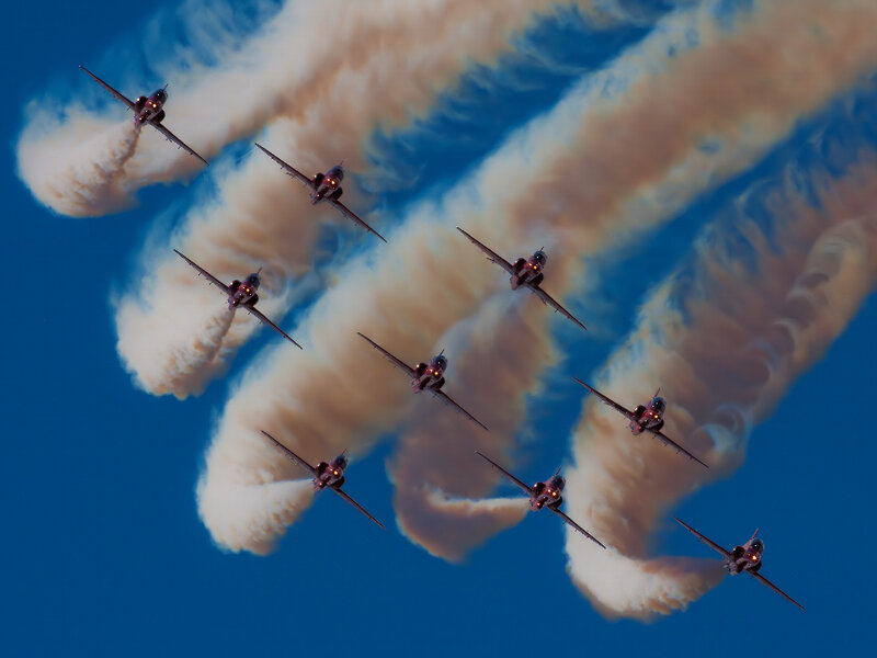 Jet Aircraft in Formation — Blue