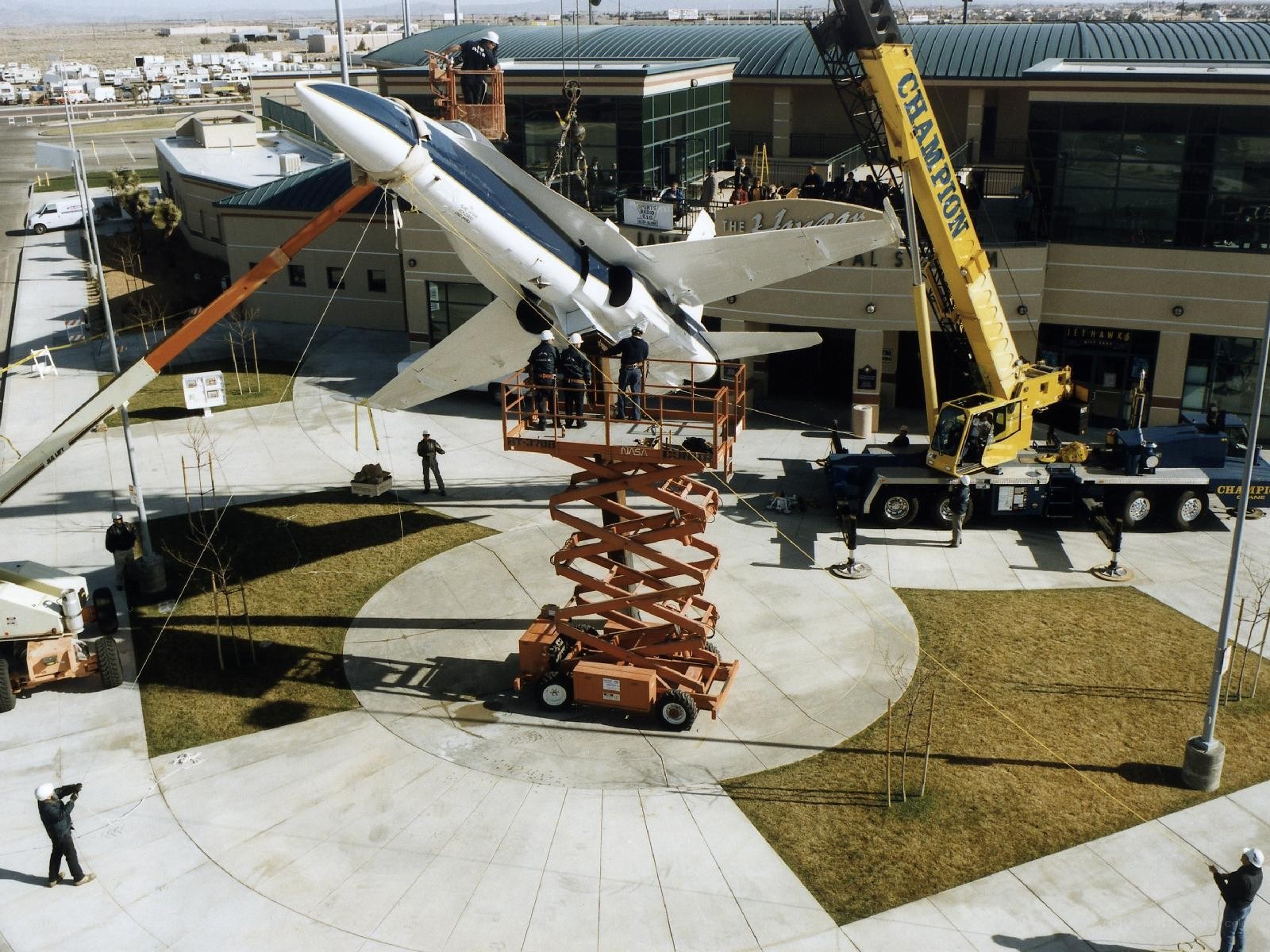 Jet aircraft installation at museum