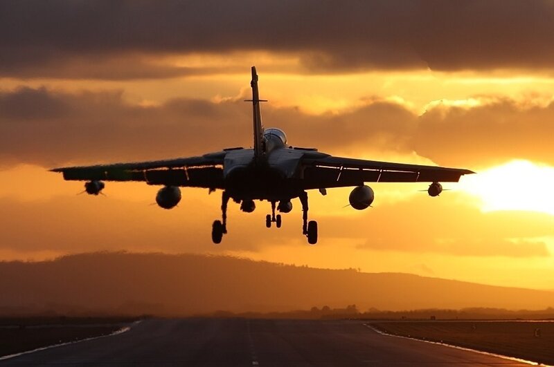 Jet Aircraft Landing — Orange