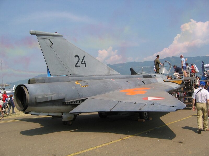 Jet aircraft on display at airshow