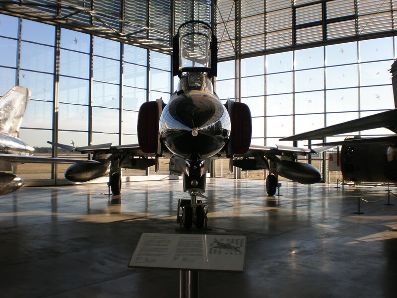 Jet aircraft on display in museum