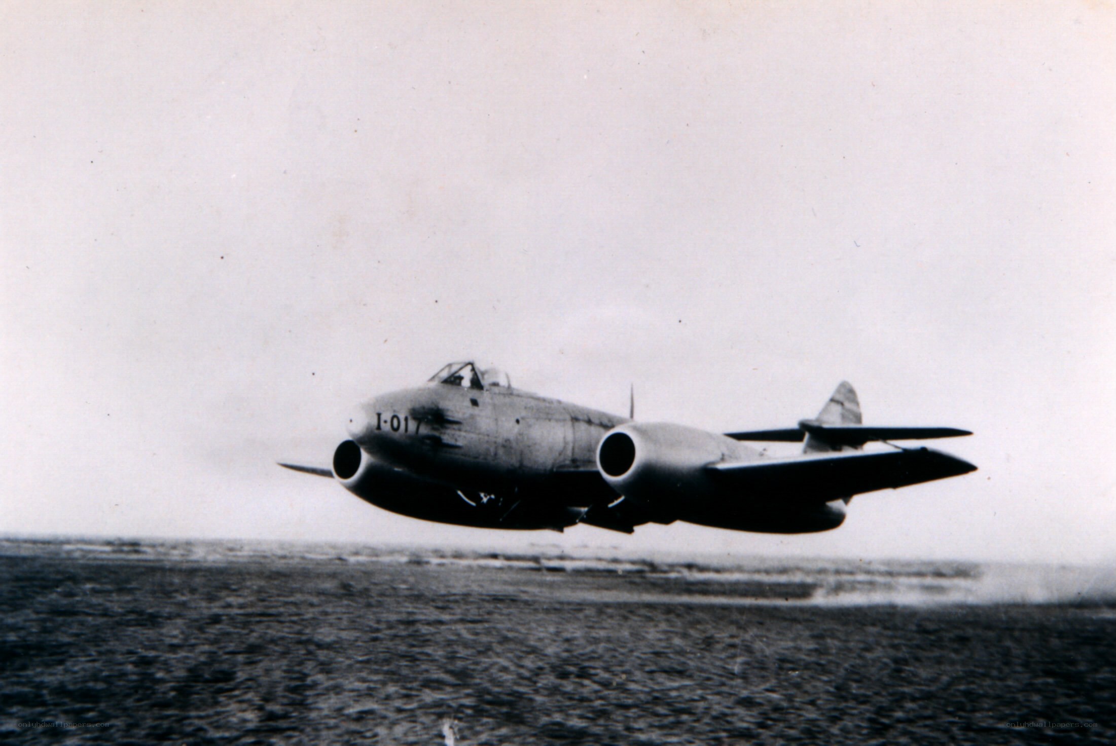 Jet aircraft over water