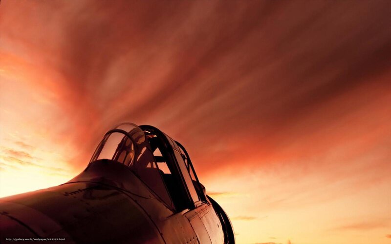 Jet cockpit at sunset
