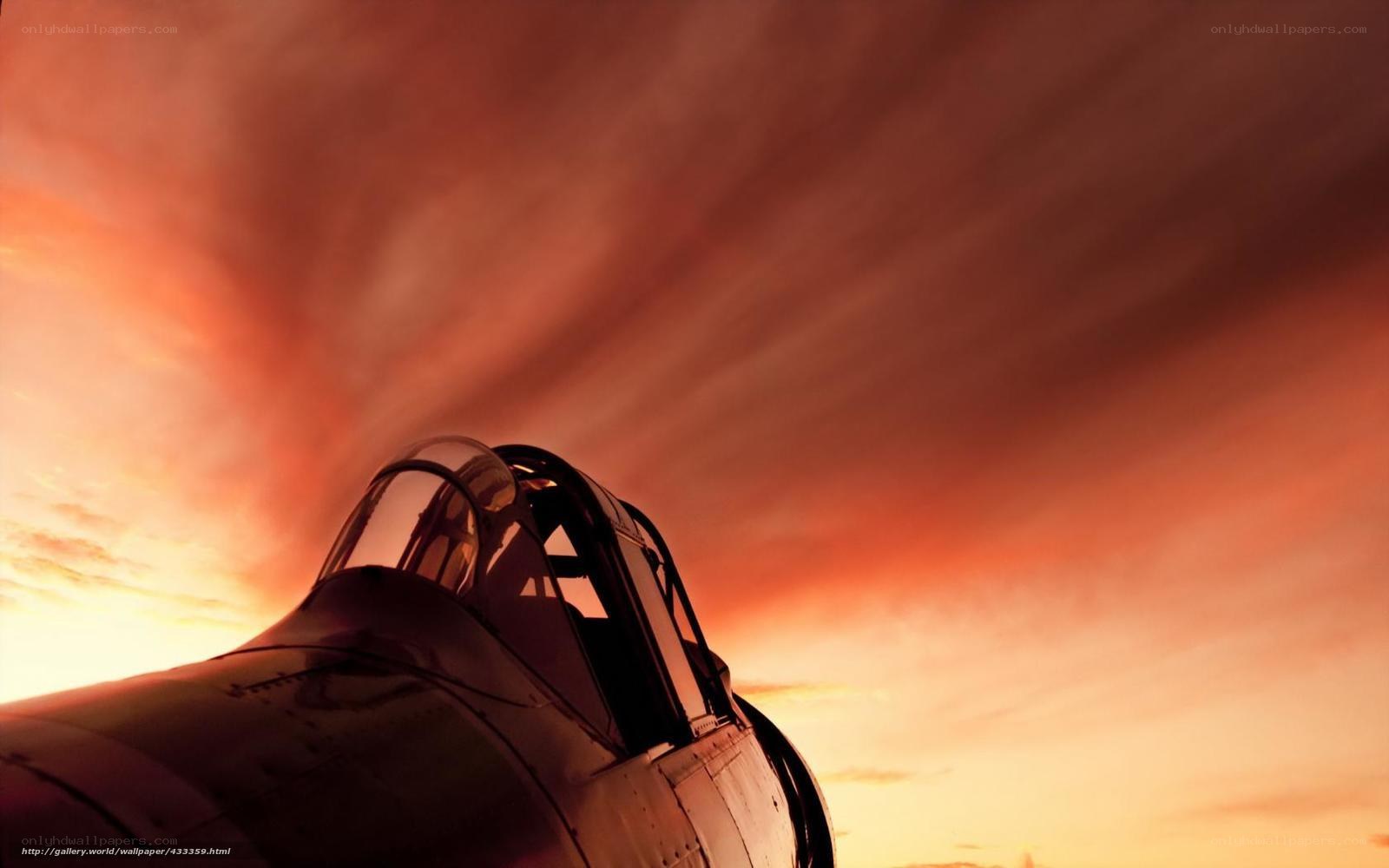 Jet cockpit at sunset