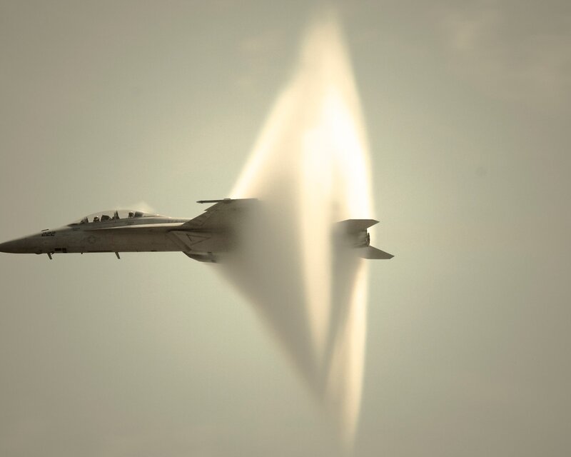 Jet creating a sonic boom