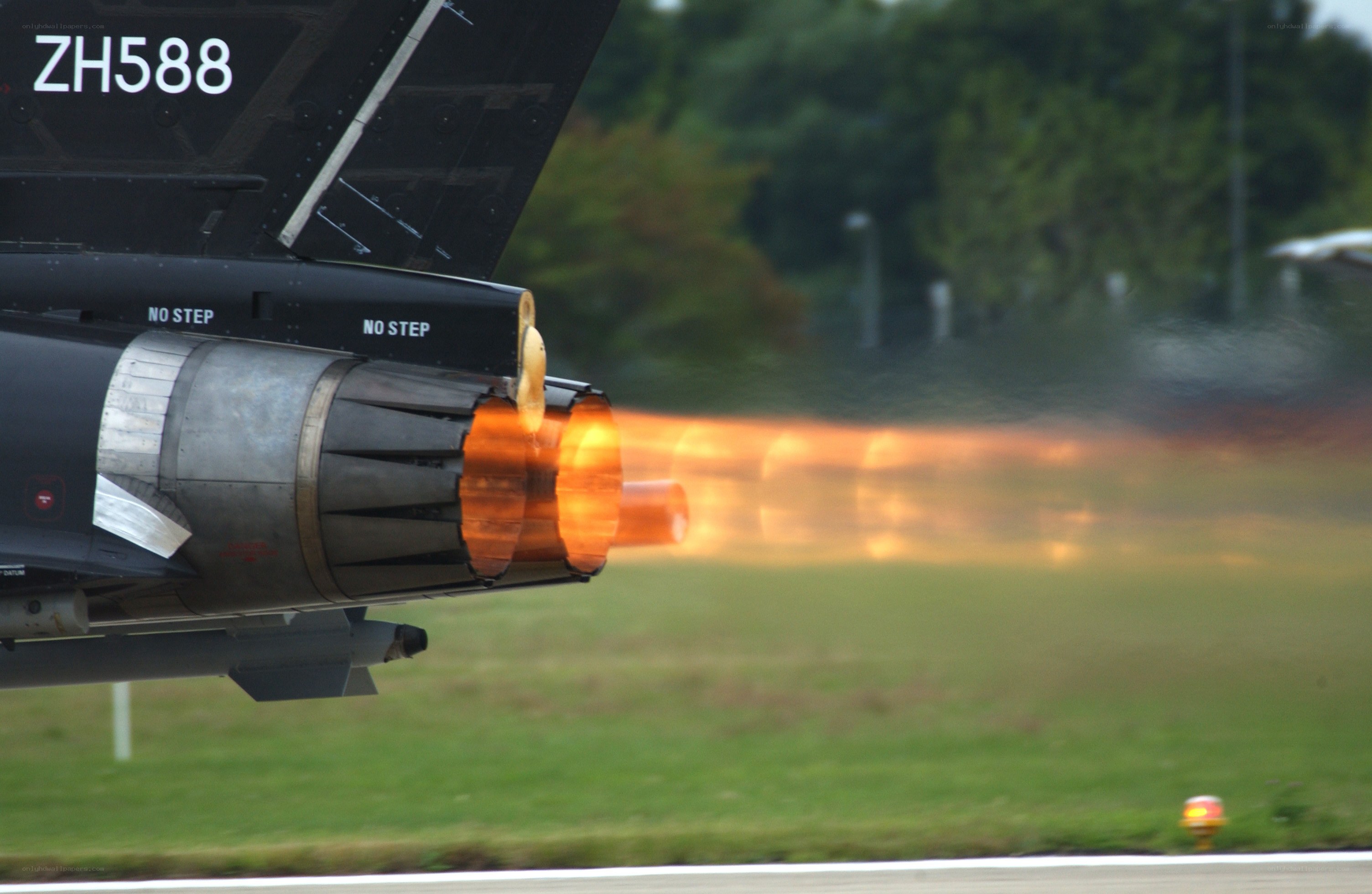 Jet engine afterburner in action