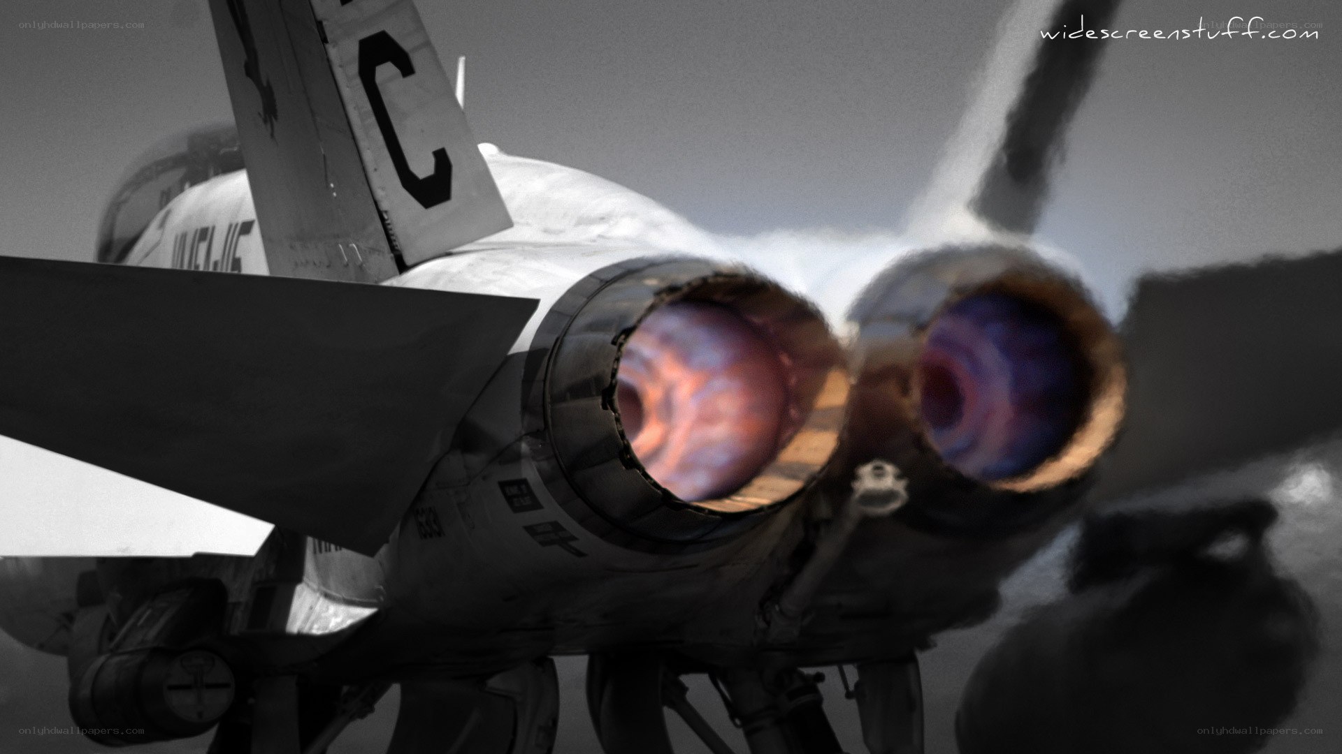Jet engine afterburners in action