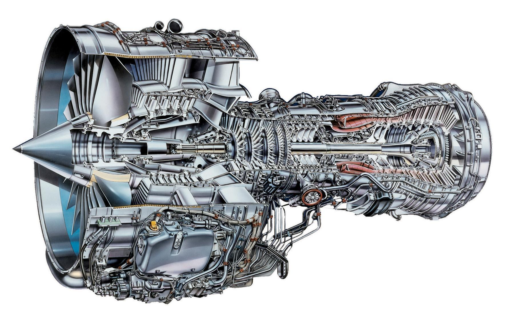Jet engine cross-section diagram