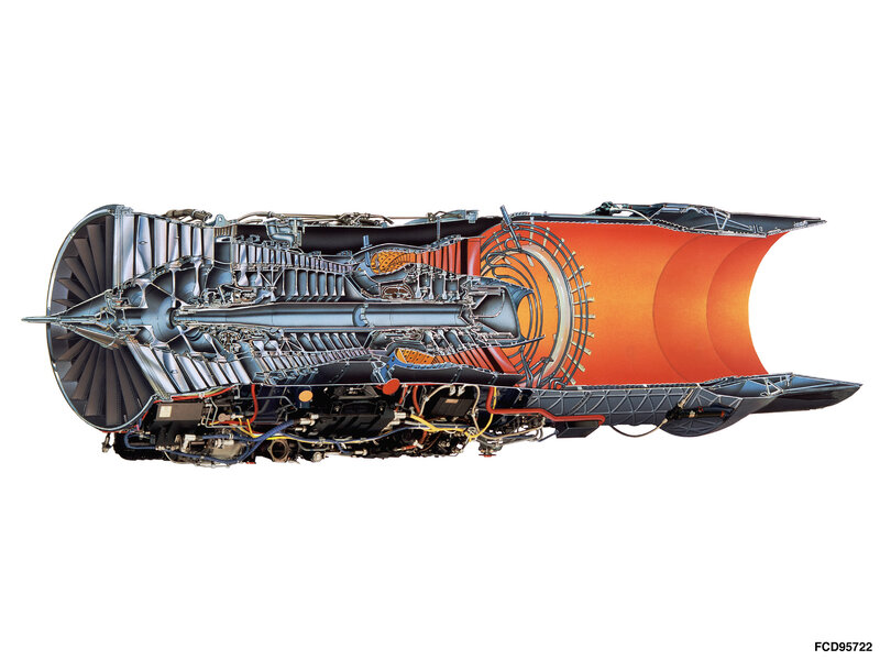 Jet Engine Cutaway — Gray, Technical