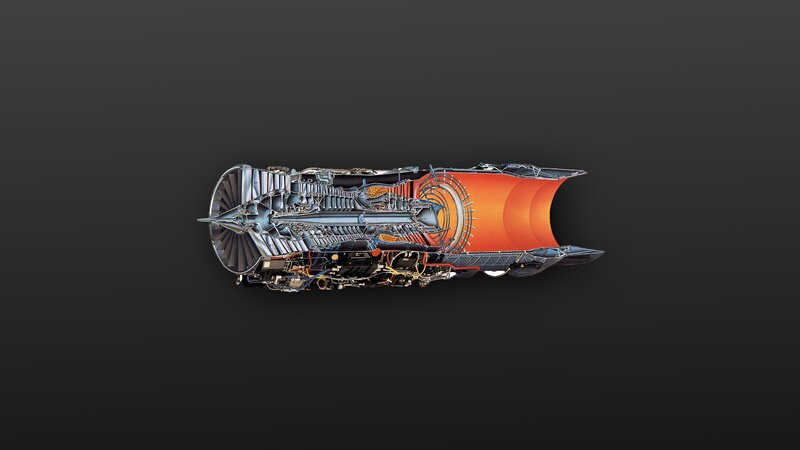 Jet Engine Cutaway — Gray