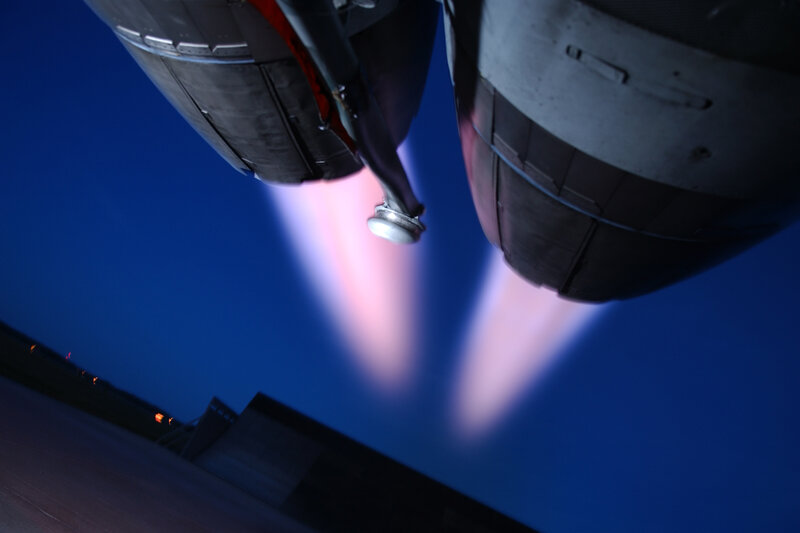 Jet engines at night