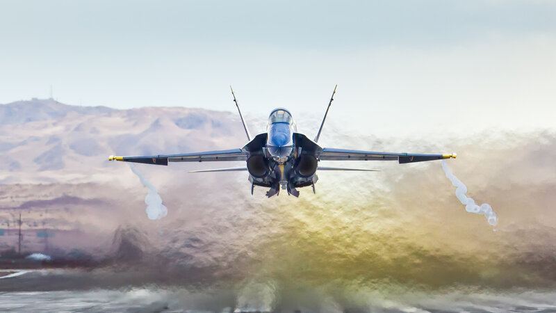 Jet Fighter Aircraft — Blue, Dramatic, Afternoon, Digital Art