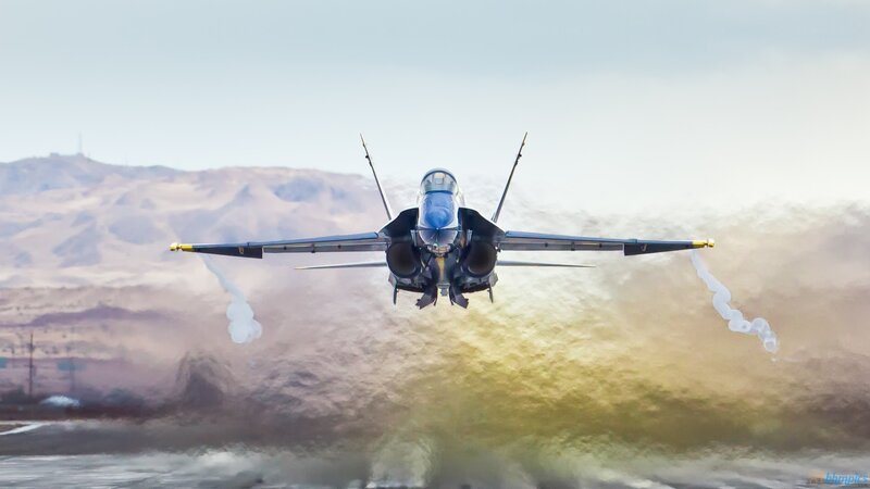 Jet Fighter Aircraft — Blue, Dramatic, Afternoon