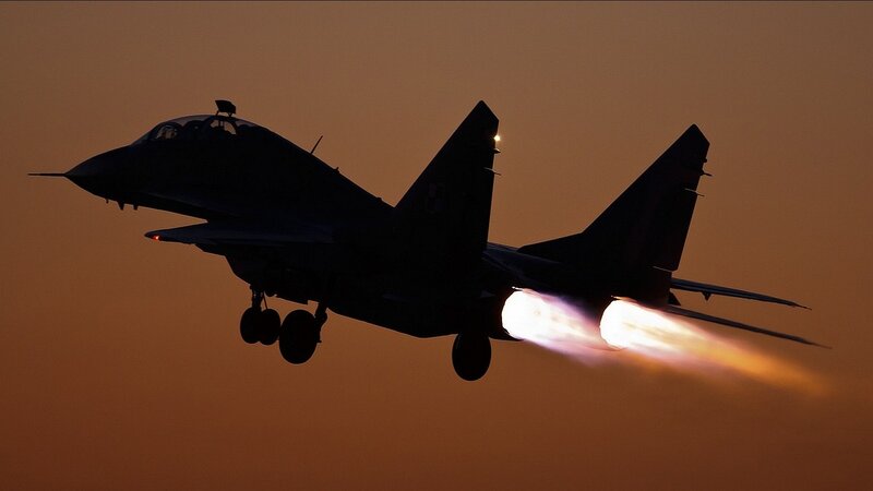 Jet Fighter Aircraft — Orange, Dramatic