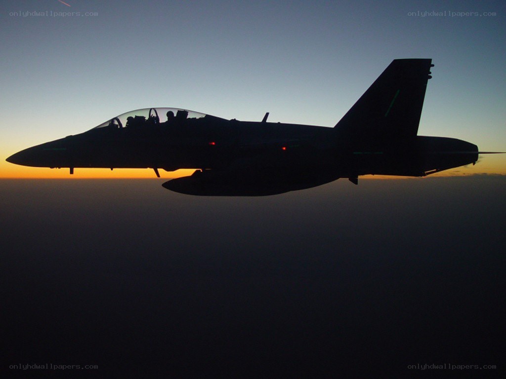 jet fighter at sunset