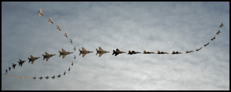Jet fighter formation display