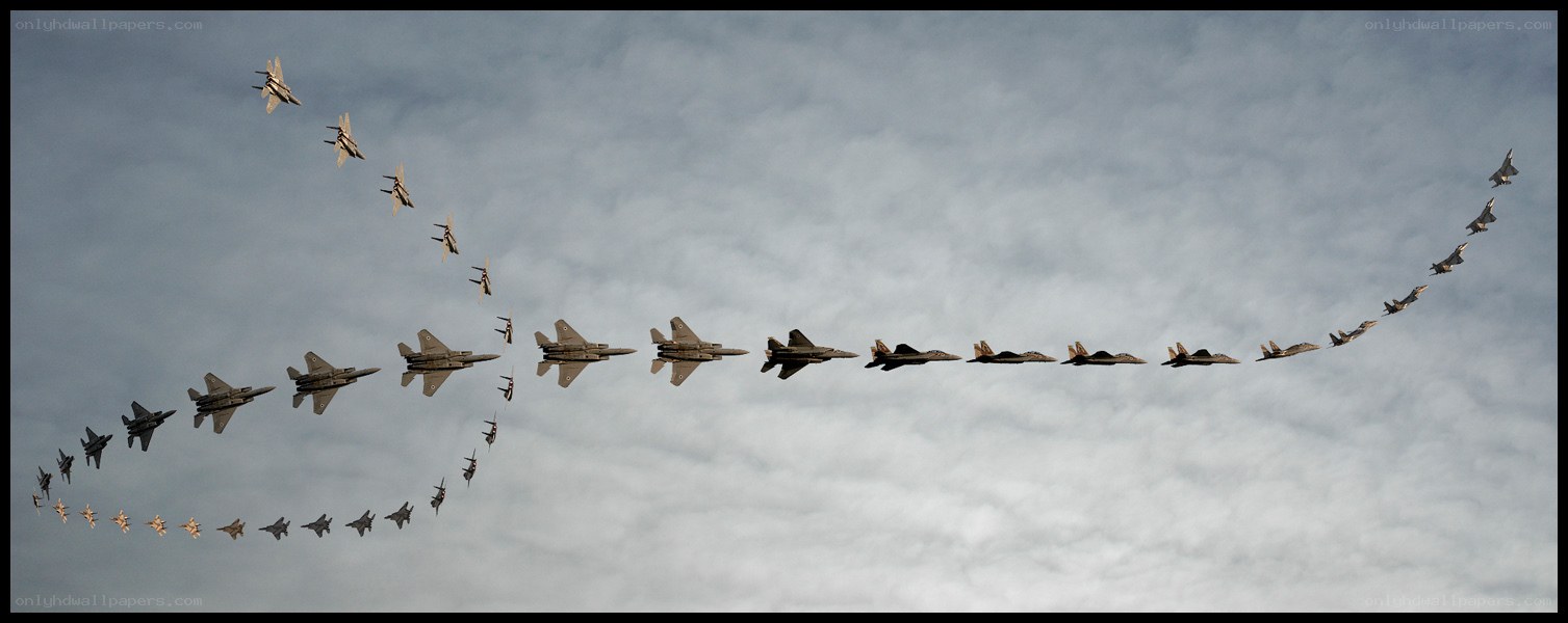 Jet fighter formation display