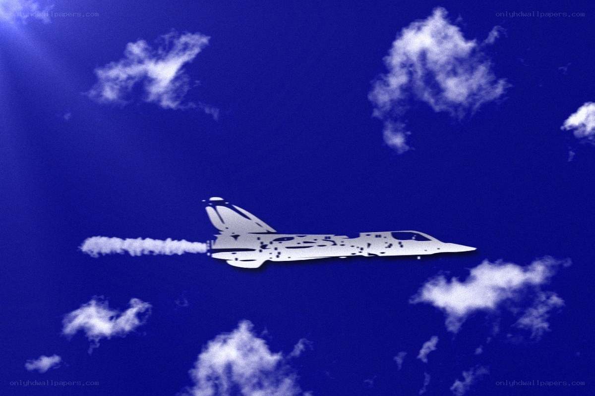 jet fighter in blue sky