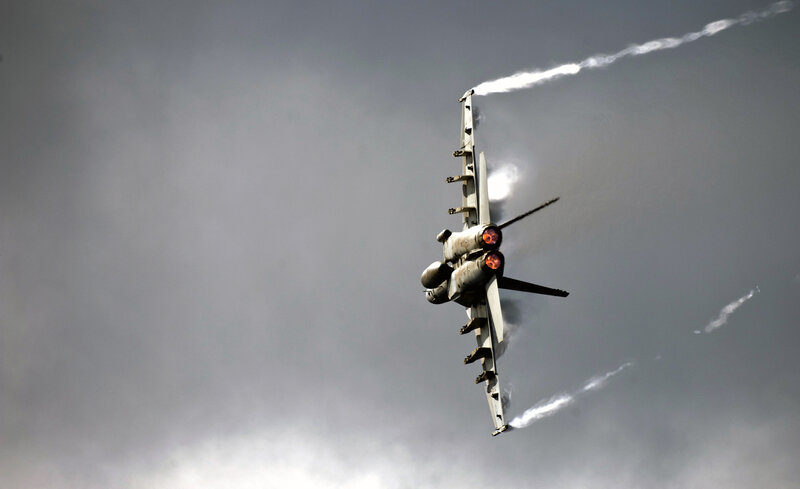Jet fighter in flight