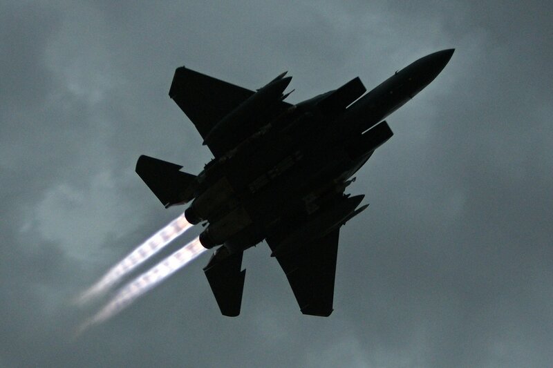 Jet fighter in flight