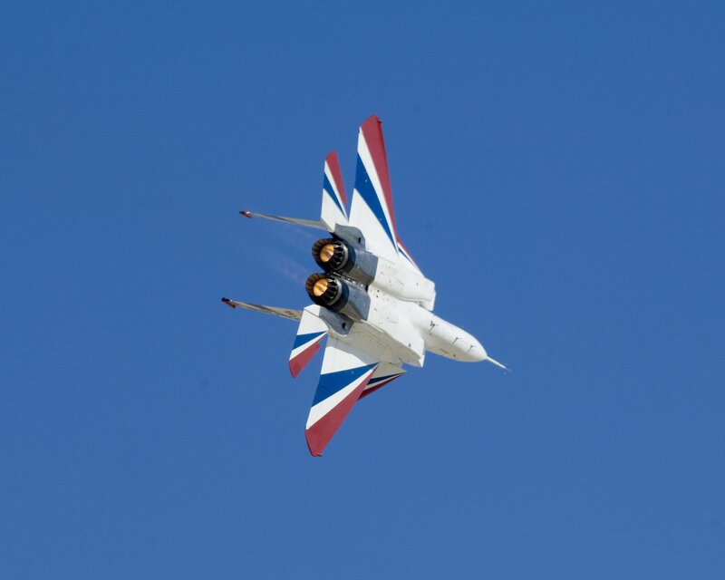 Jet fighter in flight