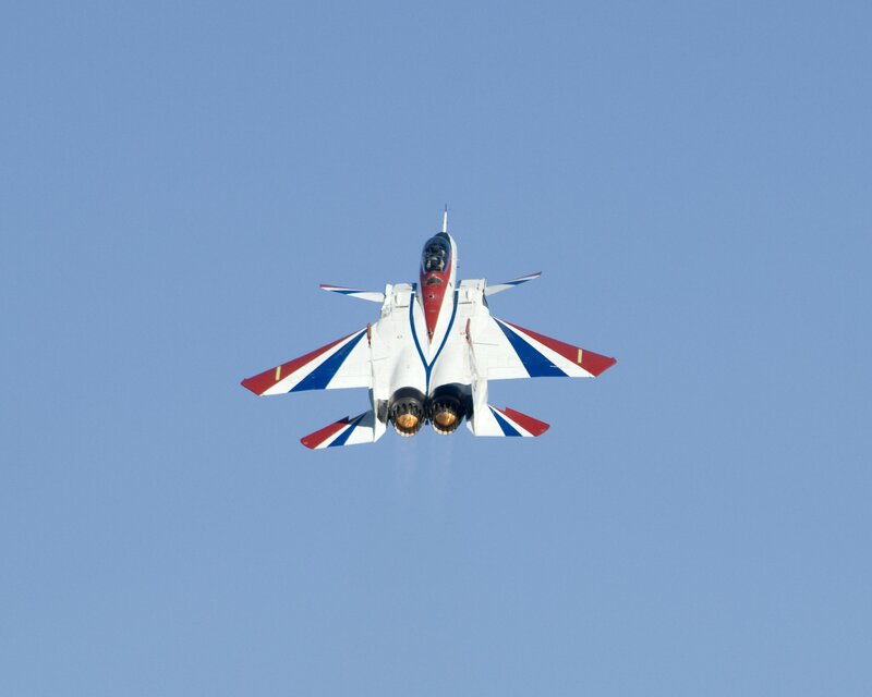 Jet fighter in flight