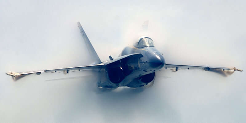 Jet fighter in flight