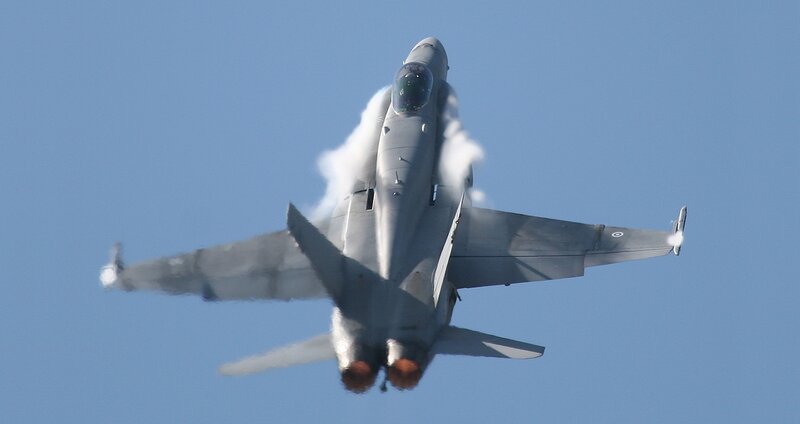 jet fighter in flight