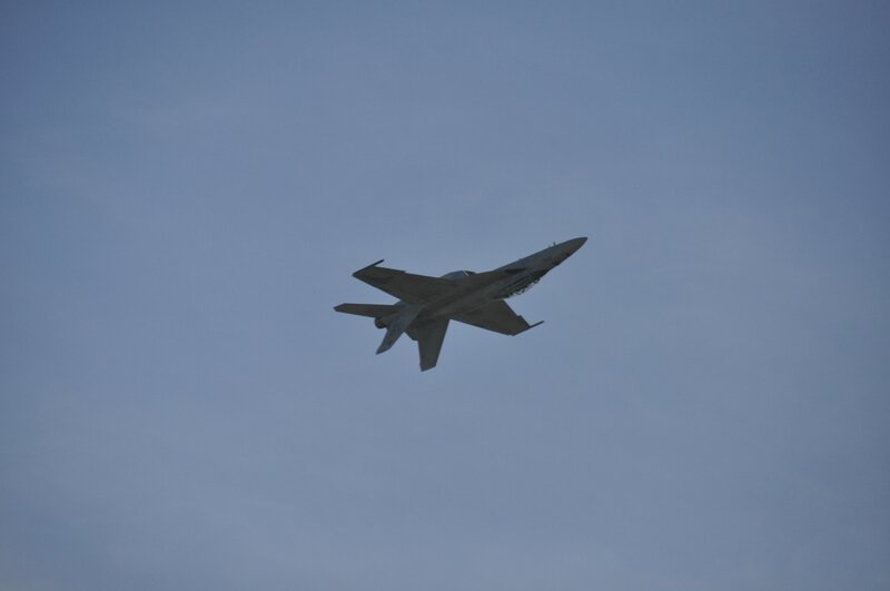Jet Fighter in Flight — Blue, Calm