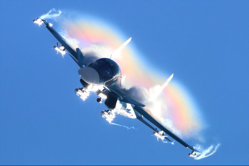 Jet Fighter in Flight — Blue, Dramatic, Afternoon, Photograph