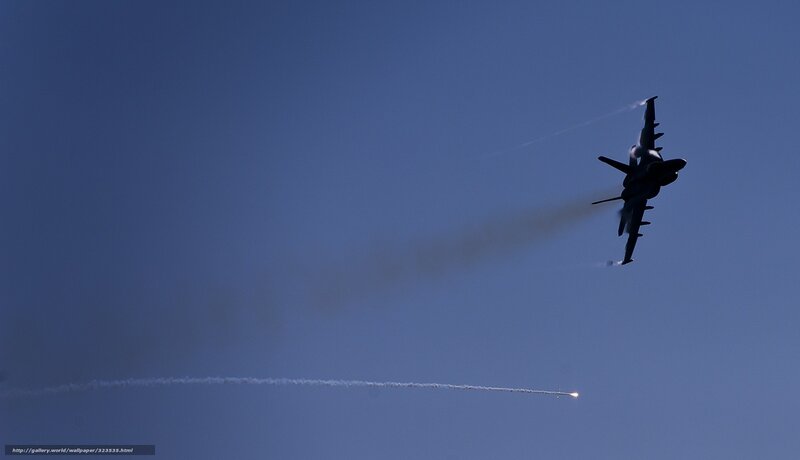 Jet Fighter in Flight — Blue, Dramatic, Afternoon