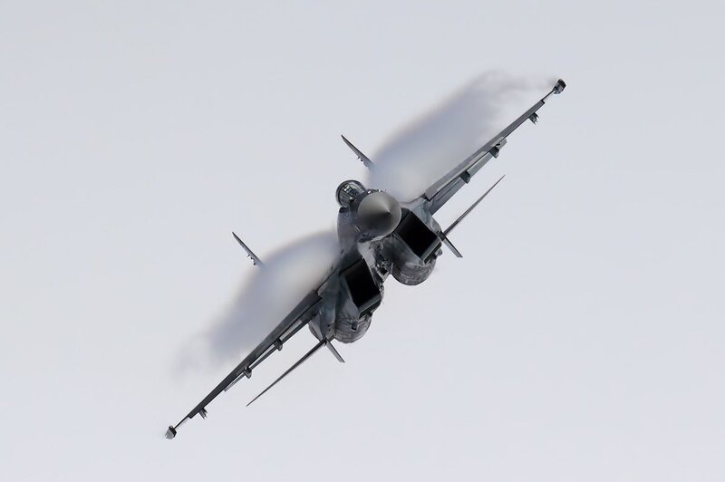 Jet Fighter in Flight — Gray, Dynamic, Photograph