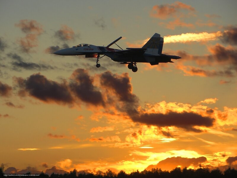 Jet Fighter in Flight — Orange, Dramatic, Sunset, Photograph