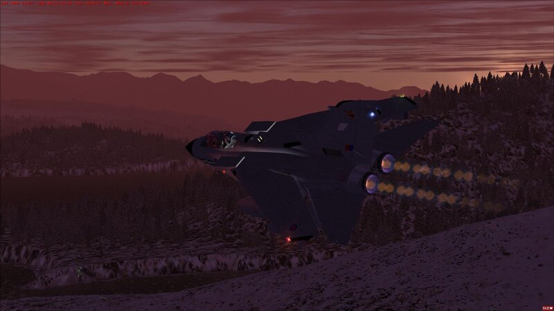 jet fighter in mountainous terrain