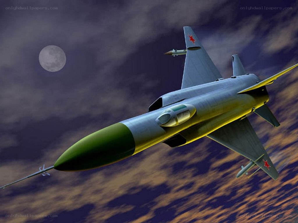 Jet fighter in night sky