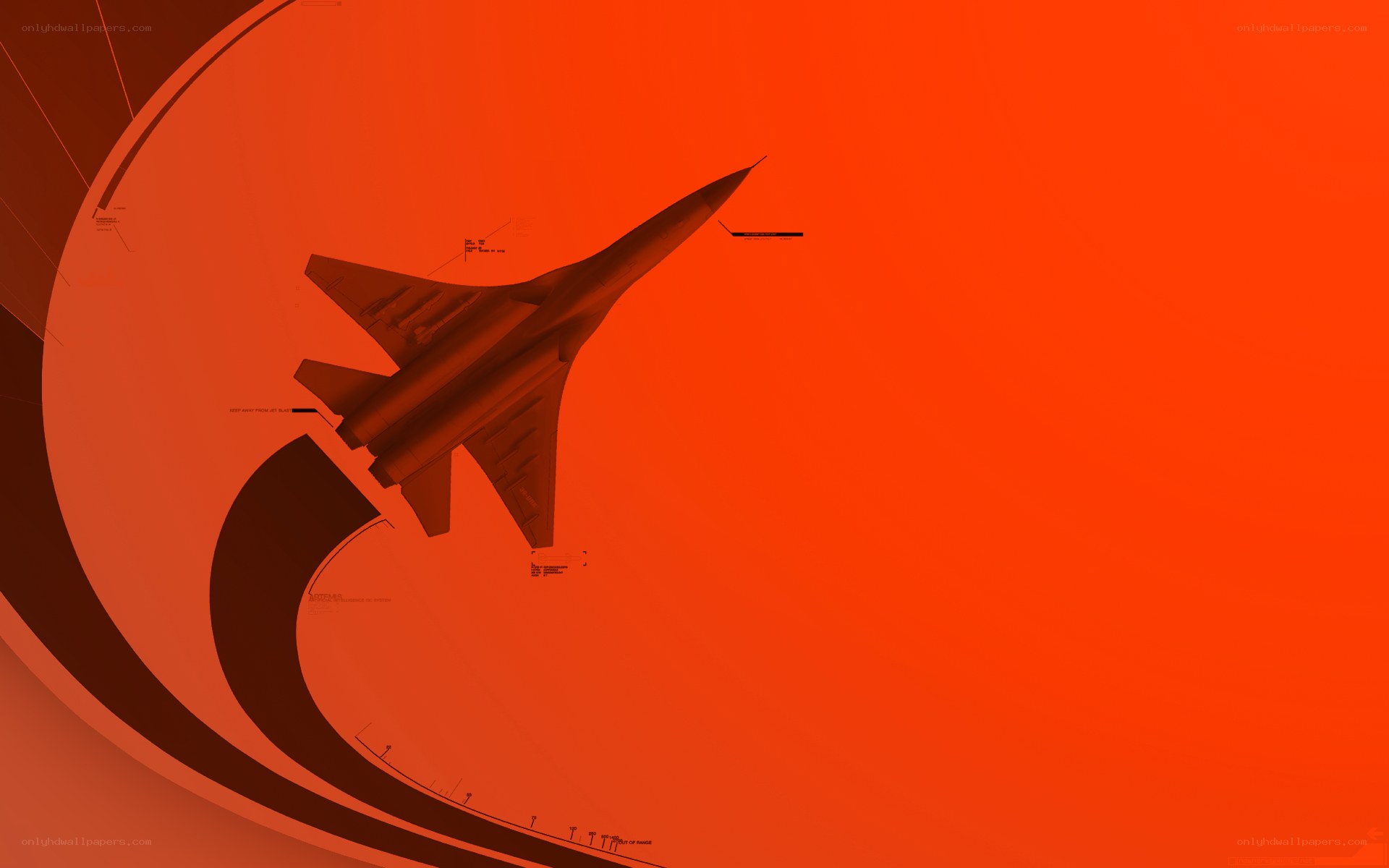 Jet fighter in red design