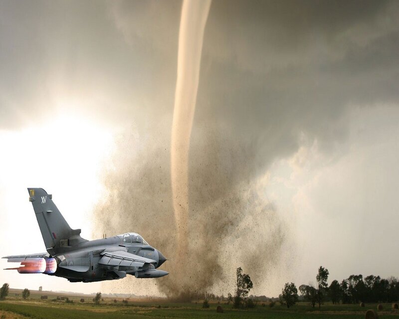 Jet Fighter Near Tornado