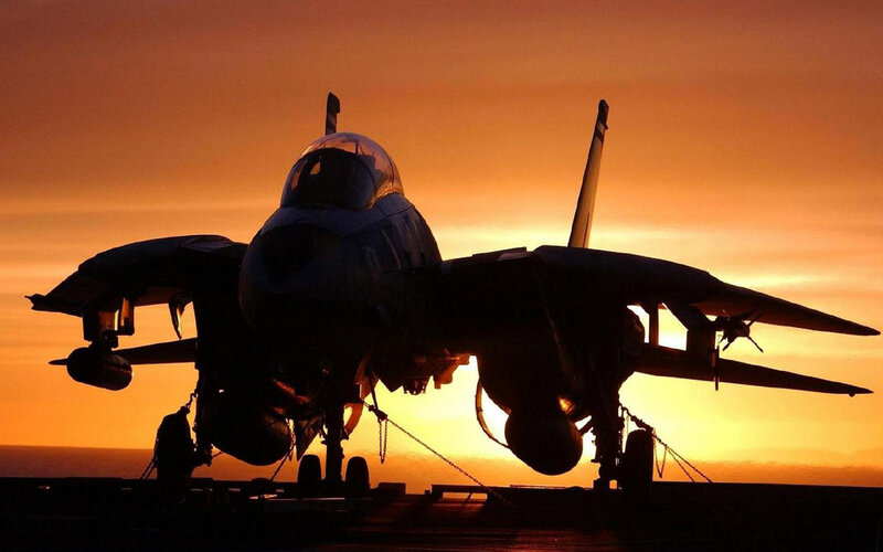 Jet fighter on aircraft carrier